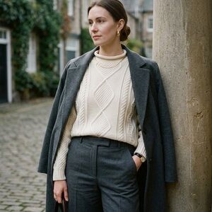 Vintage 90s Lands’ End Cable Knit Sweater | Academia • Old Money • Cozy Core | L